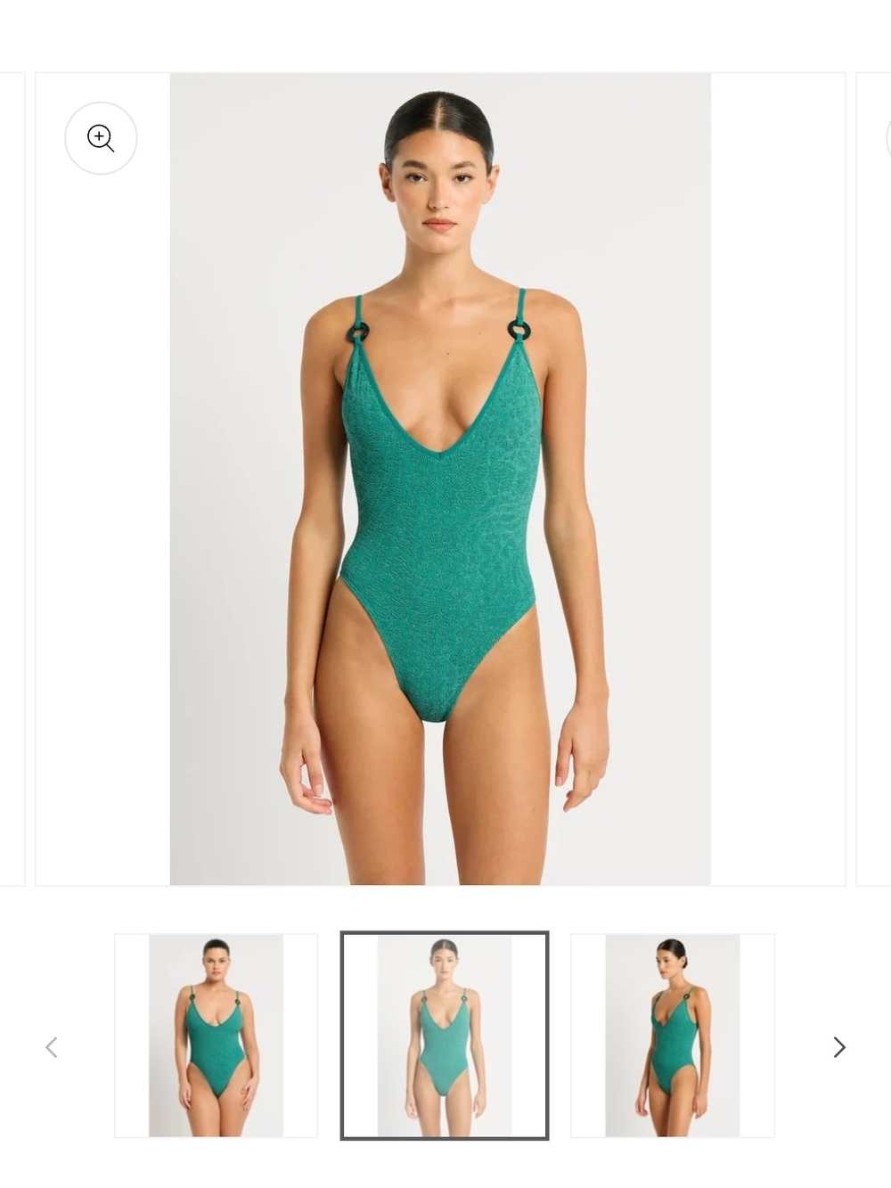 Bond-Eye Elena Teal Textured One-Piece with Dark Ring Detail